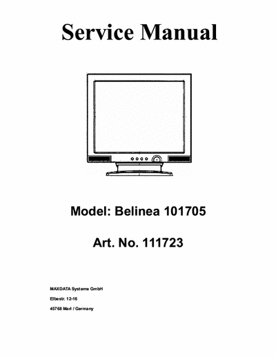 Belinea 101705 Servicemanual