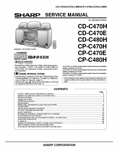 Sharp CD-C4x0H E, CP-C4x0H E Sharp - System CD-C4x0H E, CP-C4x0H E - Service Manual