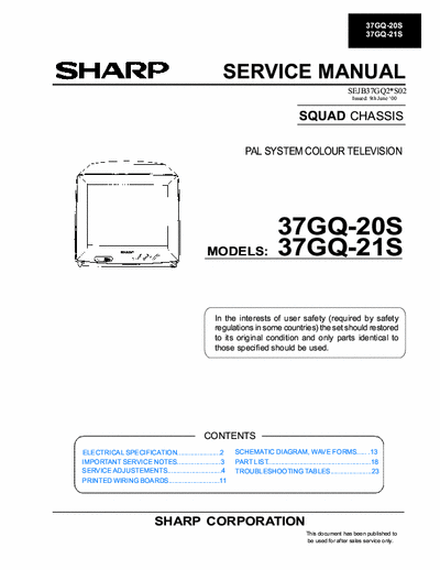 Sharp 37GQ20S 37GQ21S Sharp-37GQ20S_37GQ21S chassis SQUARD