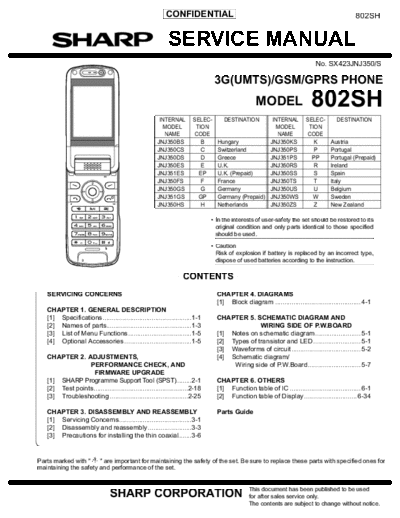Sharp 802SH Sharp 802SH Service Manual