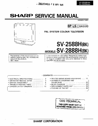 Sharp SV-2588H_SV-2888H service manual Sharp SV-2588H_SV-2888H_8P-LS chassis