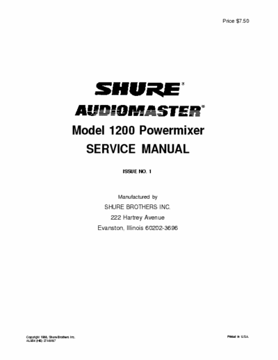 Shure Audiomaster1200 powered mixer
