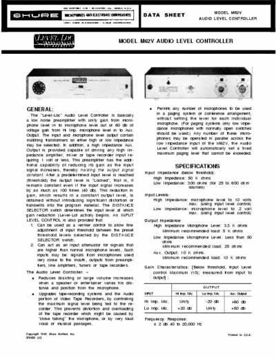 Shure M62V preamplifier