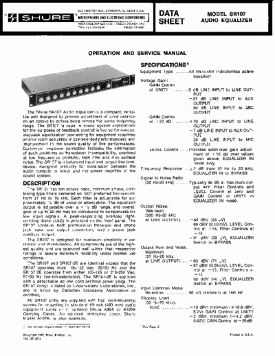 Shure SR107 equalizer