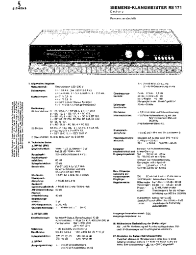 Siemens Klangmeister RS 171 service manual
