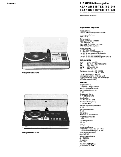 Siemens Klangmeister RS 248 249 service manual