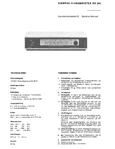 Siemens Klangmeister RS 266 service manual