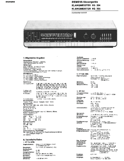 Siemens Klangmeister RS 304 305 service manual