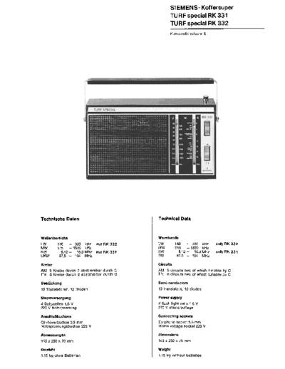 Siemens Turf spezial RK 331 332 service manual