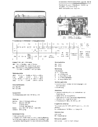 Siemens Koffersuper club 52 RK 52 service manual