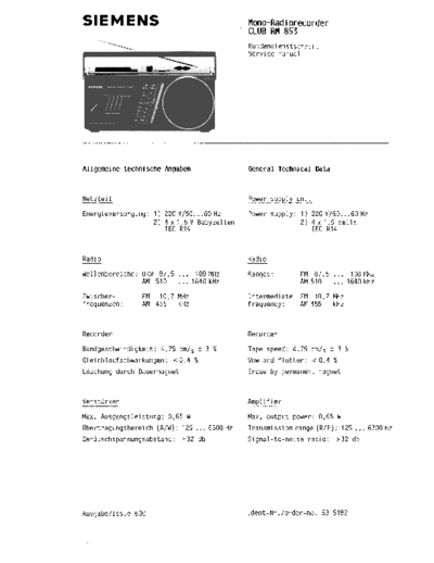 Siemens Club RM 853 service manual