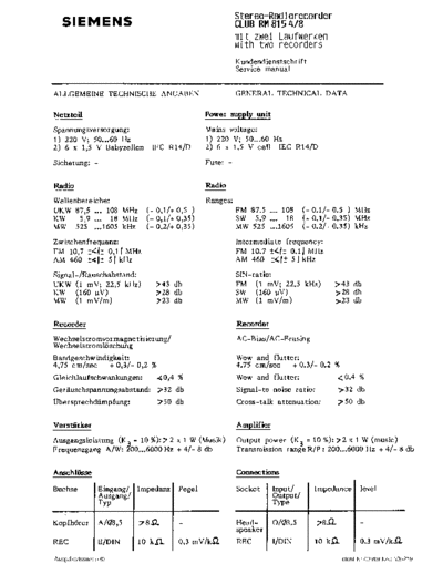 Siemens Club RM 815 service manual
