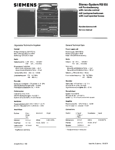 Siemens Stereo-System RS 150 service manual