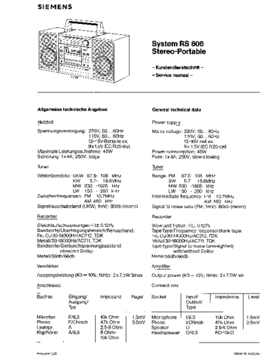Siemens System RS 806 service manual