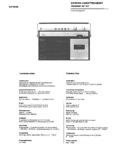 Siemens Trabant RT 151 service manual