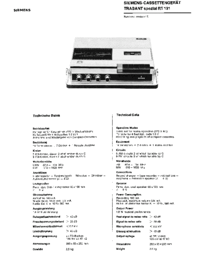 Siemens Trabant spezial RT 131 service manual