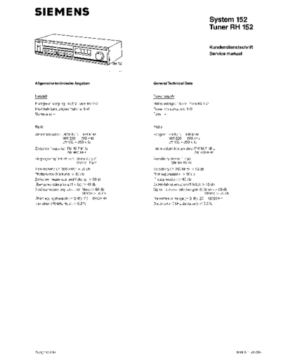 Siemens Tuner RH 152 service manual