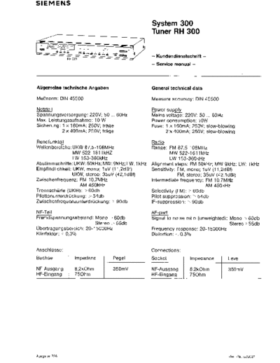 Siemens Tuner RH 300 service manual