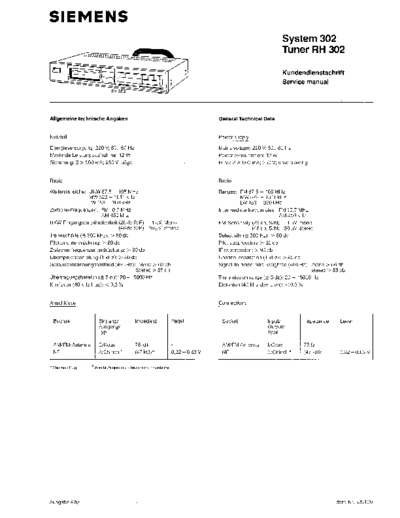 Siemens Tuner RH 302 service manual