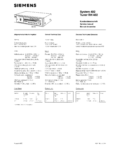Siemens Tuner RH 402 service manual