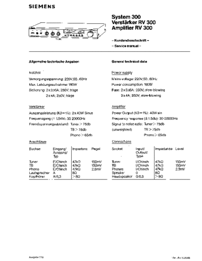 Siemens Verstaerker RV 300 service manual