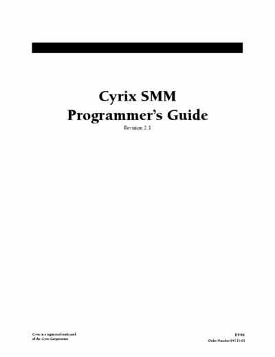 Cyrix  Cyrix SMM Programmers Guide