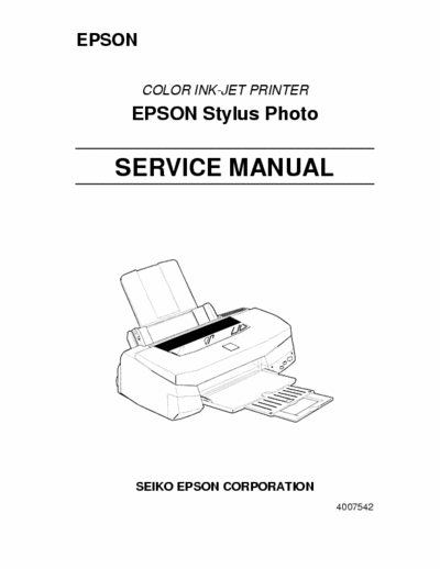 Ricoh Stylus Photo 700 COLOR INK-JET PRINTER
EPSON Stylus Photo
SERVICE MANUAL