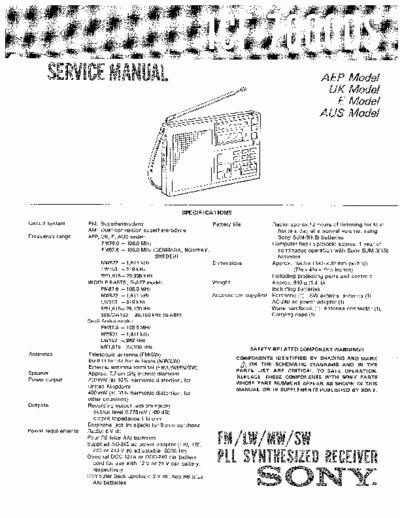 Sony ICF-7600DS ICF-7600DS service manual (excerpts only, but useable)
