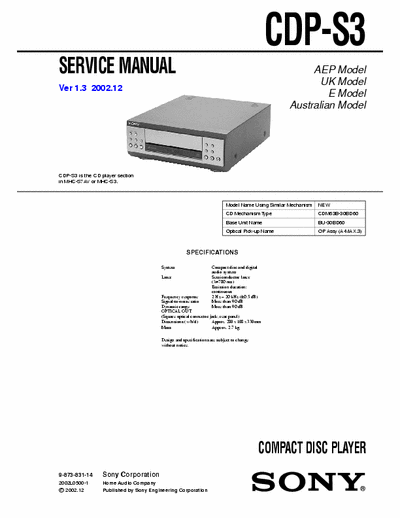 Sony CDPS3 cd