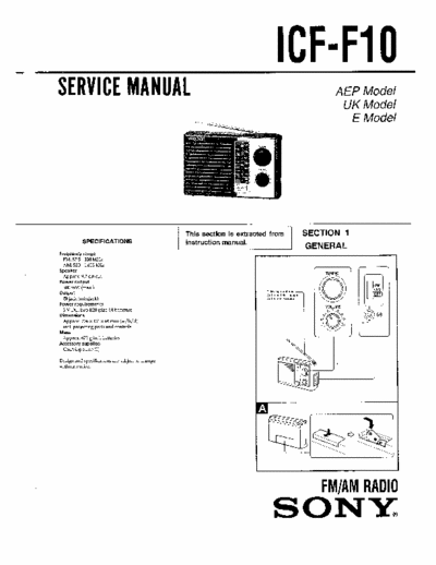 Sony ICFF10 portable radio