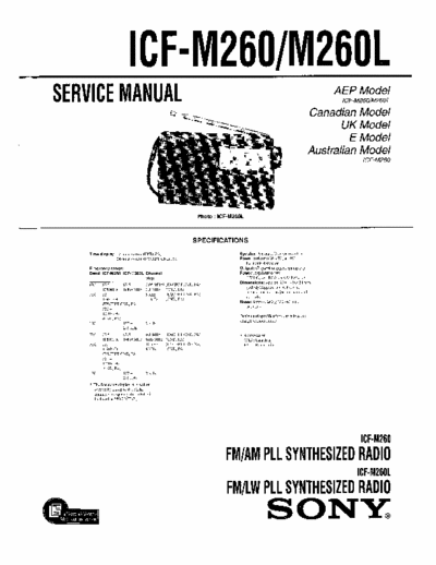 Sony ICFM260, ICFM260L portable receiver