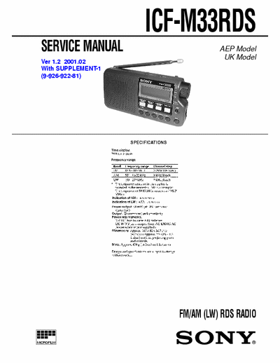 Sony ICFM33RDS portable receiver