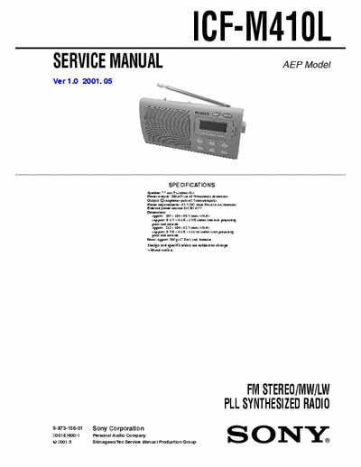 Sony ICFM410L portable receiver