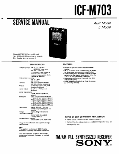 Sony ICFM703 portable receiver