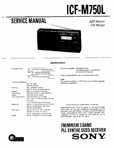 Sony ICFM750L portable receiver