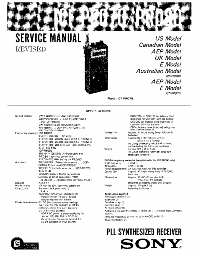 Sony ICFPRO70, ICFPRO80 portable receiver