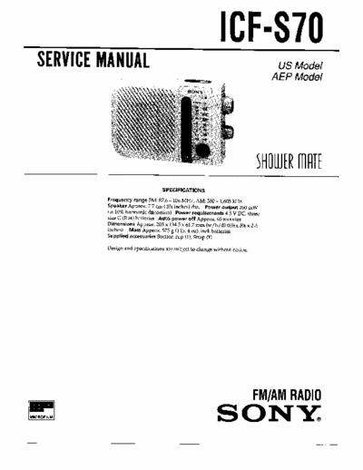 Sony ICFS70 portable radio