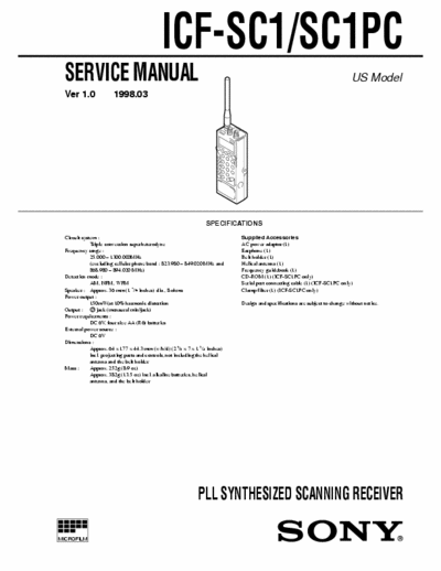Sony ICFSC1, ICFSC1PC portable receiver