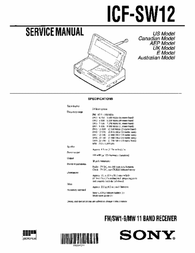 Sony ICFSW12 portable receiver