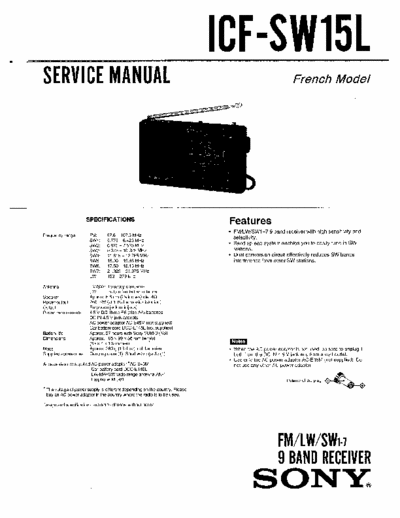 Sony ICFSW15L portable receiver