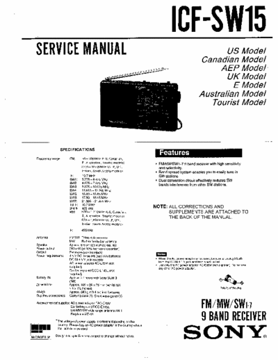 Sony ICFSW15 portable receiver