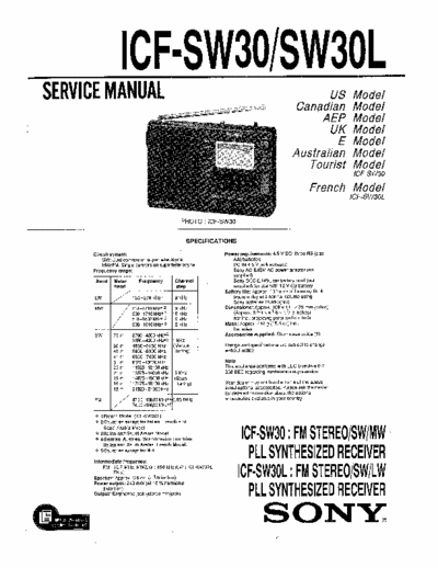 Sony ICFSW30, ICFSW30L portable receiver