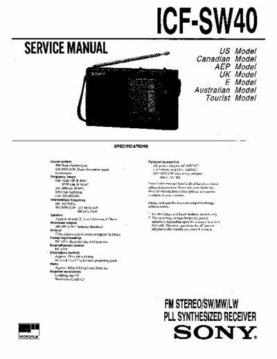 Sony ICFSW40 portable receiver