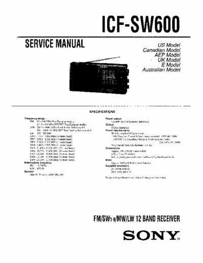 Sony ICFSW600 portable receiver