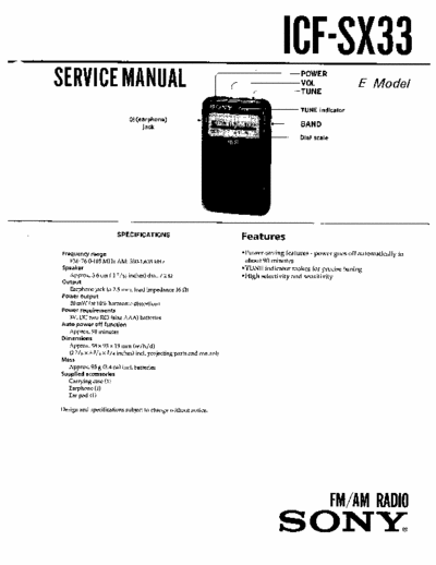 Sony ICFSX33 portable radio