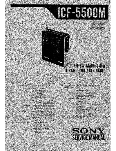 Sony ICF-5500M Service manual for the portable radio Sony ICF-5500M.