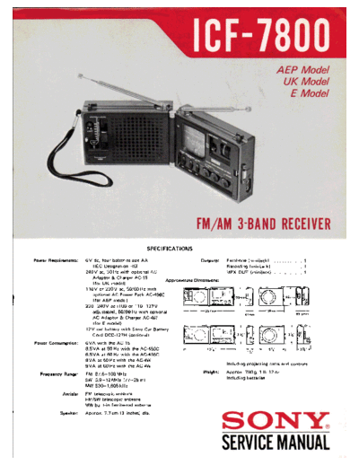 Sony ICF 7800 service manual