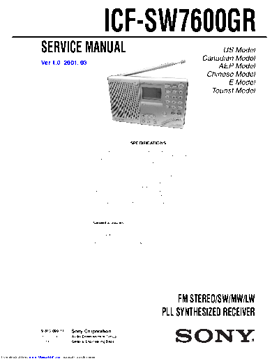 Sony ICF-SW 7600 GR service manual