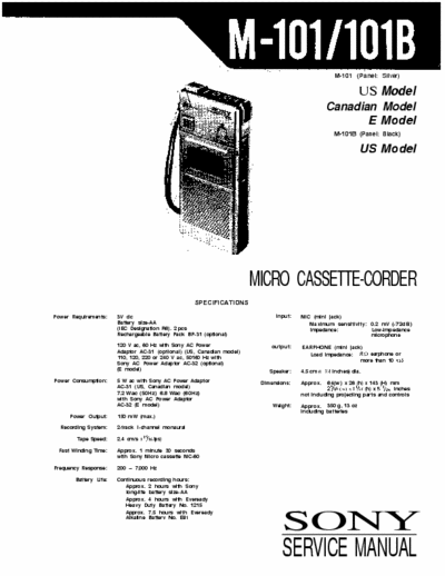 Sony M101 microcassette recorder