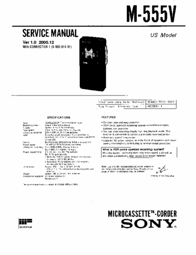 Sony M555V microcassette recorder